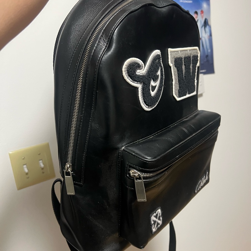 Off-White Black Backpack With Varsity Letter Patc… - image 3
